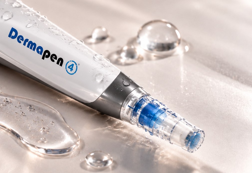 Dermapen™ Microneedling-Gerät auf Wassertropfen